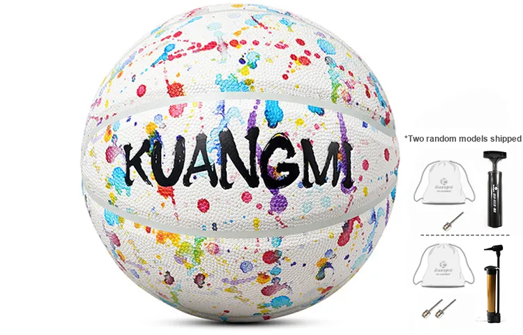 Kuangmi Microfiber Leather Basketball White Size 7 Ball Training Unisex-0