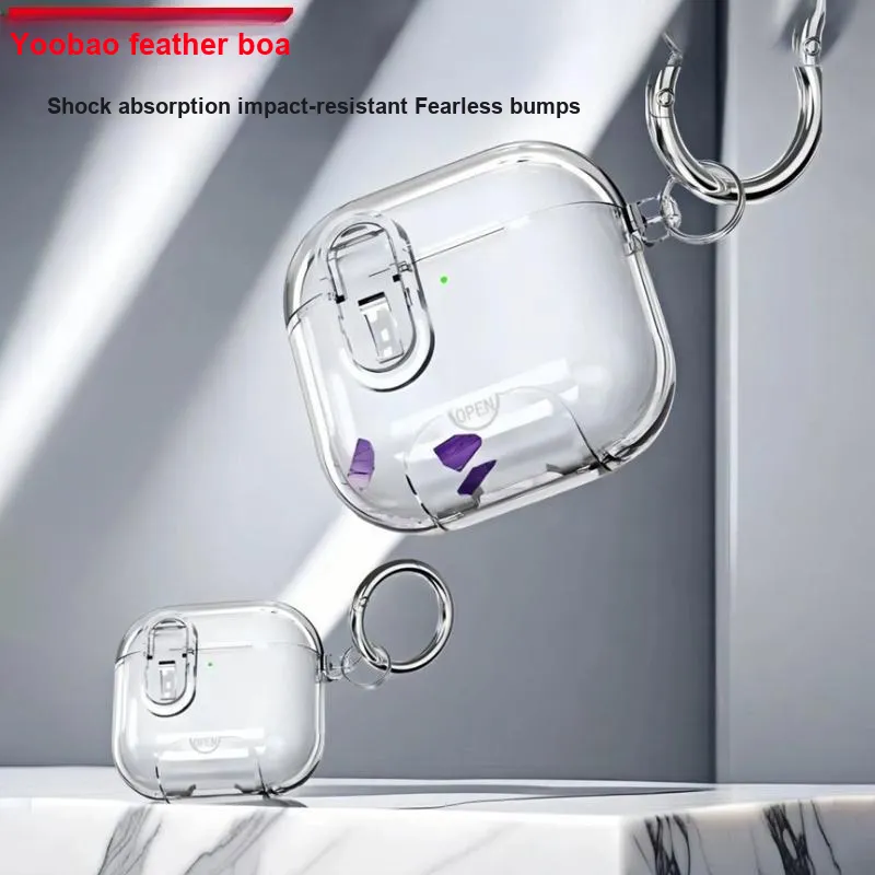 Yoobao Compatibility AirPods4 TPU Transparent Lock With Instant Stands Impact Resistant Headphone Set-8