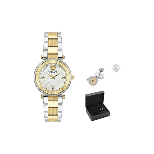 VERSACE Женские часы Кварцевый механизм Ремешок из нержавеющей стали 35 Белый циферблат