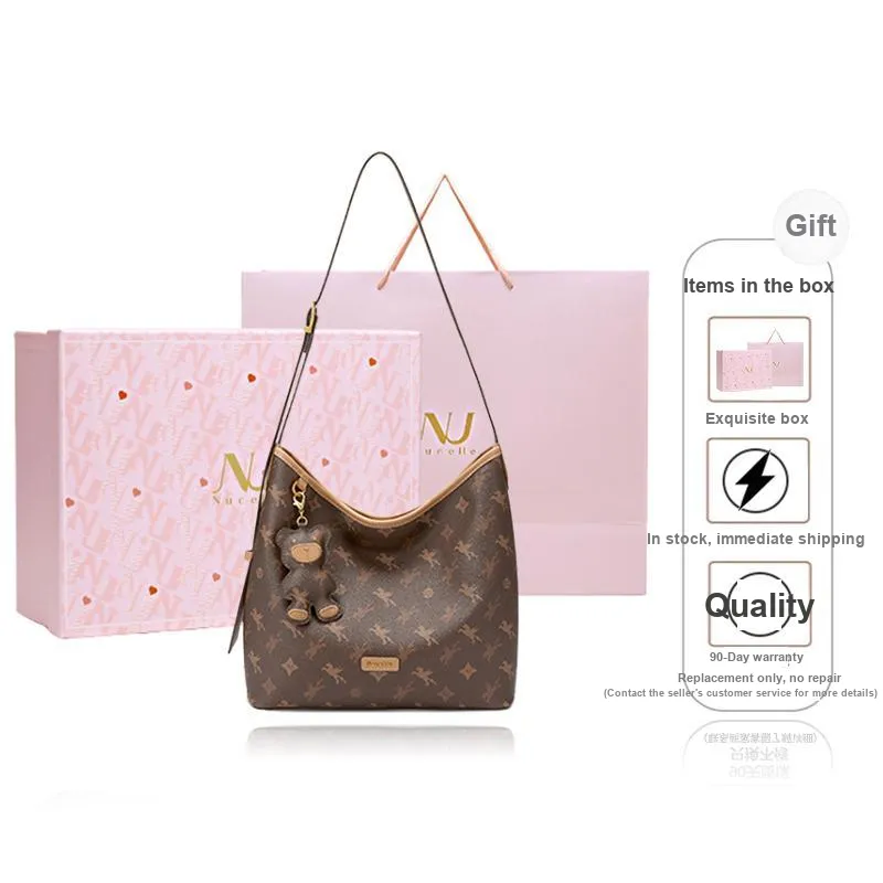 NUCELLE PVC Shoulder Bag, Commute HOBO Bag, Single Shoulder Crossbody Bucket Bag Tubas Women's Multicolor-18