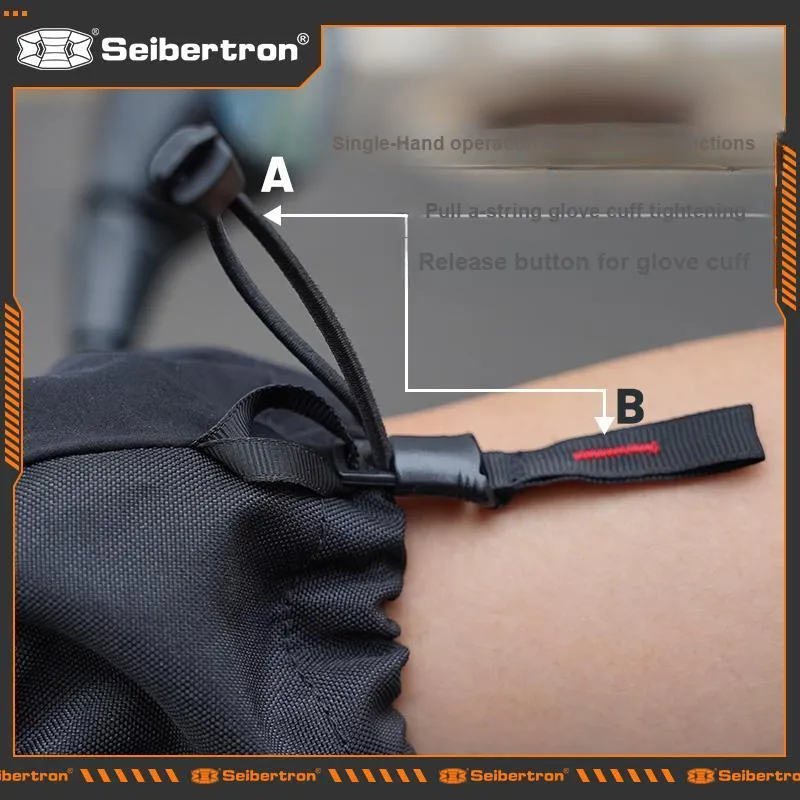 Seibertron Cycling Gear Raincoat Gloves All-Season Unisex Black-4