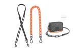 [Black] Acrylic Leather Strap+Orange Decorative Chain 40cm