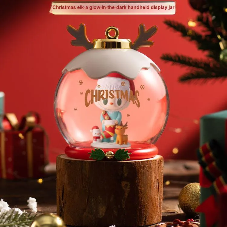 POP MART Bubble Mate IP Christmas Elk Figure Storage Display Case 15cm Model Accessories-3