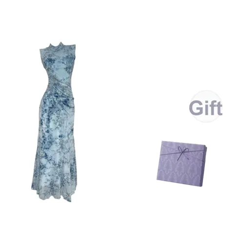 DITB Бело-голубая керамика Женские Ципао