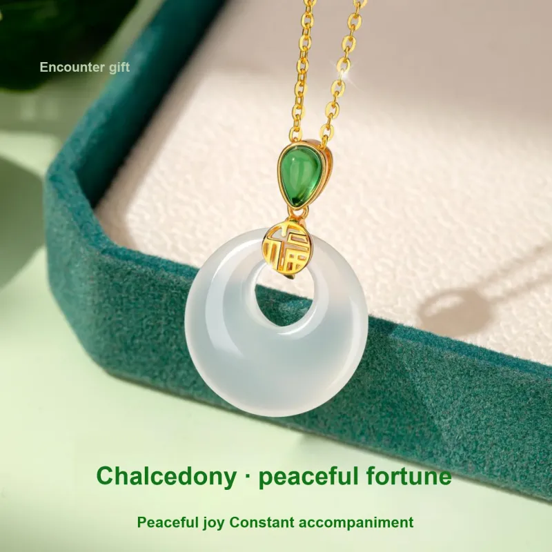 Encounter Gift Natural Chalcedony Necklaces Women's-1