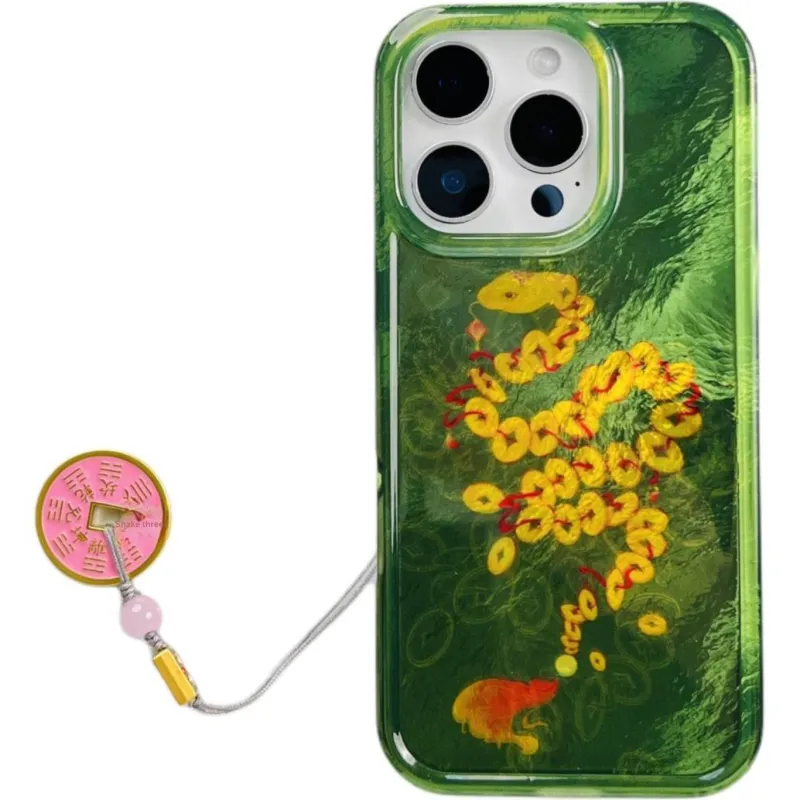 Wei Xin Acrylic Material Money Snake Red Green Phone Cases Compatible With IPhone 16/15 Pro Max/Apple 13/14 Pro/Max-6