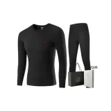 Men's Crew Neck Set (Black) 100% cotton Antibacterial Soft/Shopping Bag Included