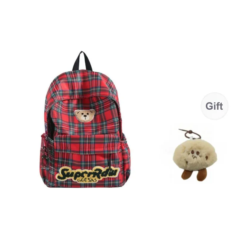 URBAN FOREST Nylon Backpack Unisex Red/Brown/Coffee-0