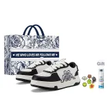 White (Shopping Bag Included+Smiley Face Shoe Buckles *6+Shoe Cleaner)