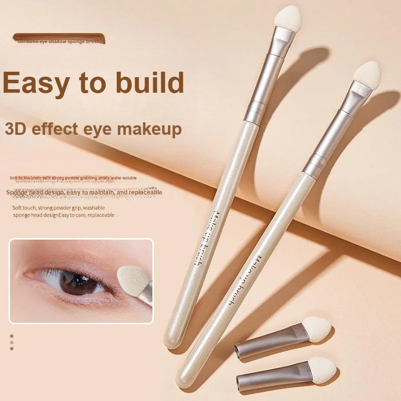 GECOMO Eye Shadow Sponge Brush+Oil Paper Combination, Self Contained Mirror Powder Puff, Makeup Tool-1