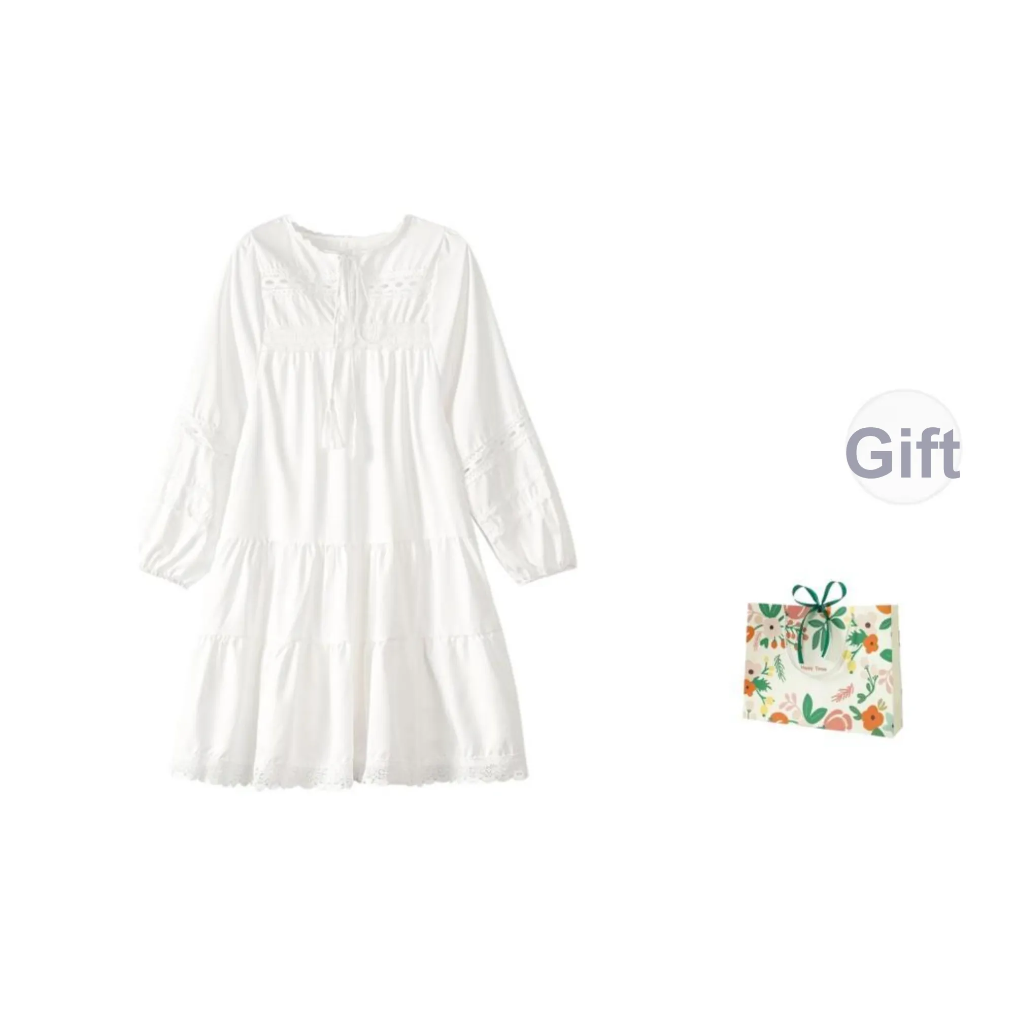 Oddgoods Long Sleeved Dress Women's White