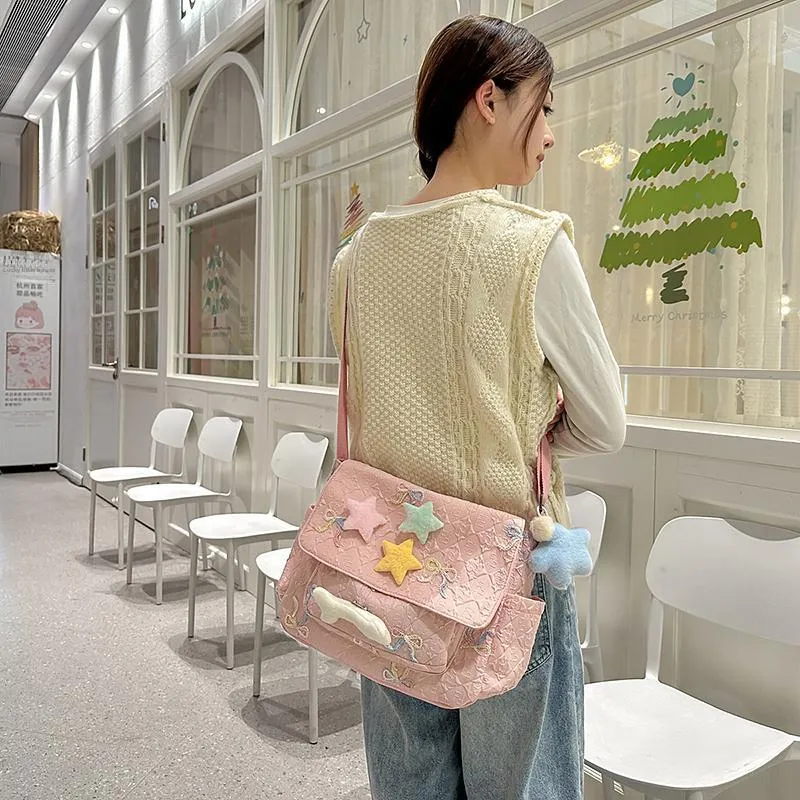 BAODIDAISHU Nylon One Shoulder Backpack, Crossbody Bag Women's White/Pink/Black/Blue-8
