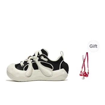 Palladium Lightweight Platform Mushroom Shoes Fashion Trend Low Top Round Head Skateboarding Shoes Unisex Black