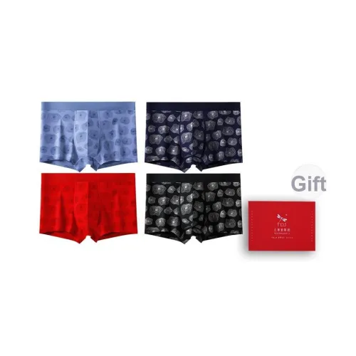 RED DRAGONFLY Хлопок Трусы Мужские 4 Пачки Подарочный Набор