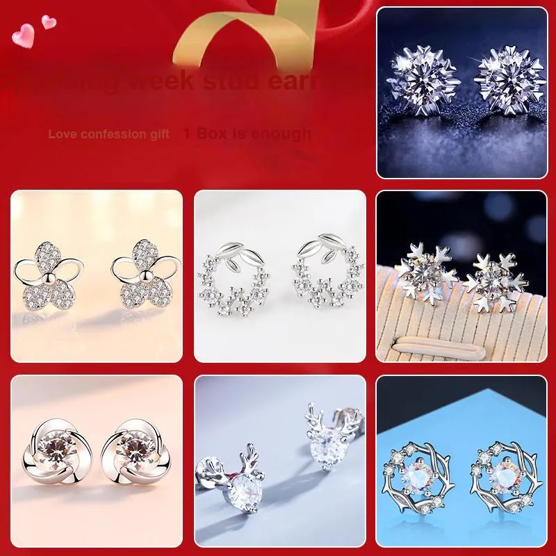 DJIN 925 Silver Needles Stud Earrings Women's-3