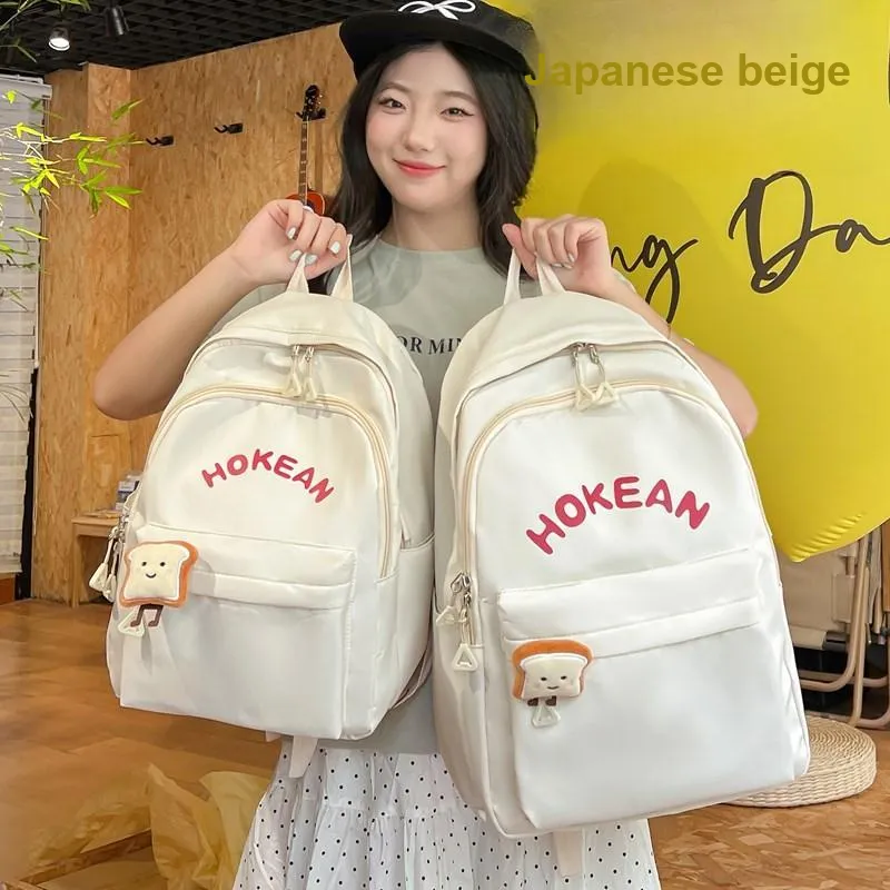Yalu Nylon Backpack Unisex White/Black/Pink/Yellow-13