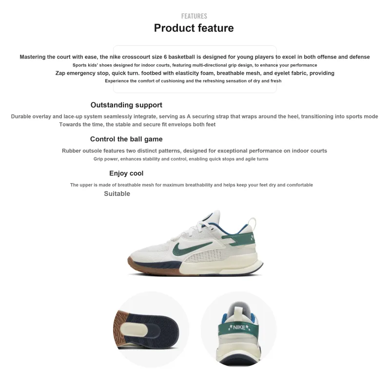 Nike Crosscourt Series Slip Resistant Shock Absorbers Low Top Kids' Training Shoes White Kids'-2