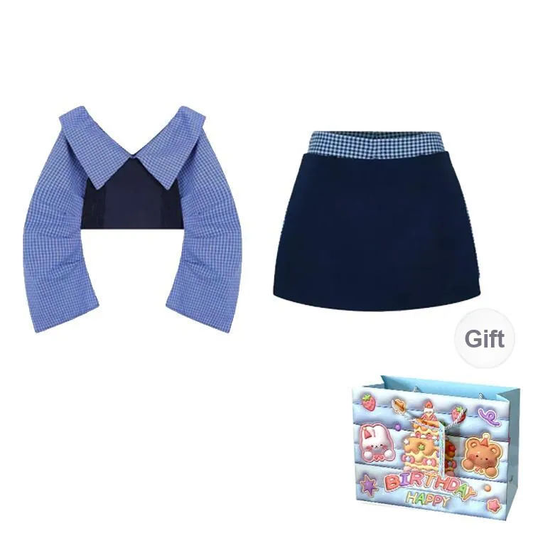Gentle Welcome Skirt Set Women's Night Sea Blue Top/Skirt-1