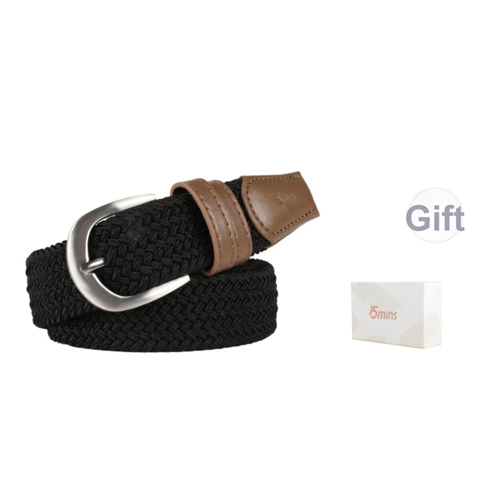 15 MINS Canvas Woven Elastic Pin Buckle Pants Belt Casual Multiple Colors Belt Unisex Width 3.35cm