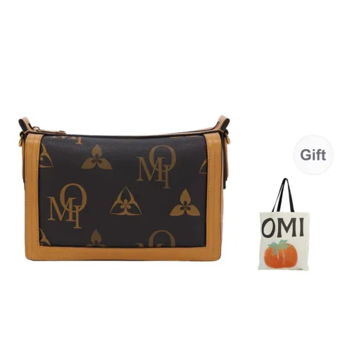 OMI Synthetic Leather Shoulder Bag Regular Women's Dark Coffee/Khaki