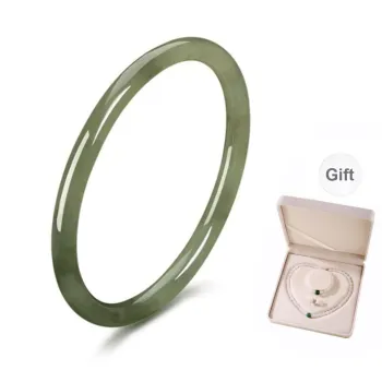 Beth Jewelry Hetian Jade Bangles Pale Greenish White Jade Women's