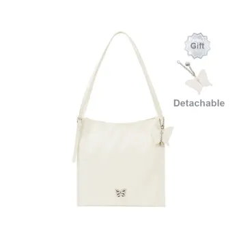 SEM/R Synthetic Leather Tote Bag Shopping Bag Shoulder Bags Medium Size Women's Milky White / Fantasy Pink / Black