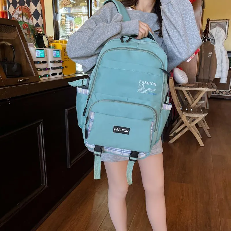 Dusen Kangaroo Nylon Backpack Unisex Black/Pink/Red/Green/Blue-17