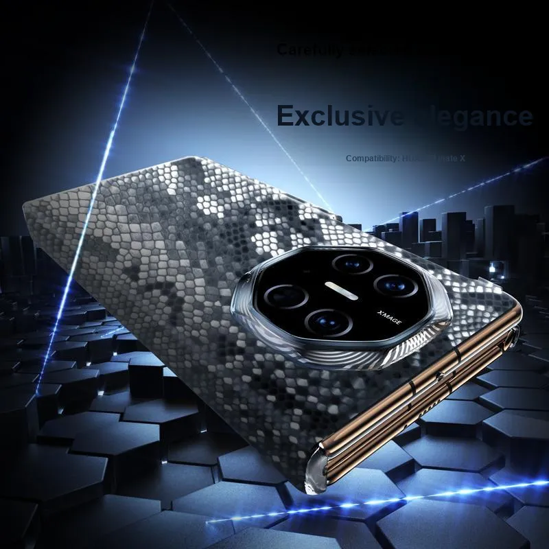 KAREN BURTON Genuine Leather Material Snake Year Limited Edition Phone Cases Compatible Huawei Mate X-5