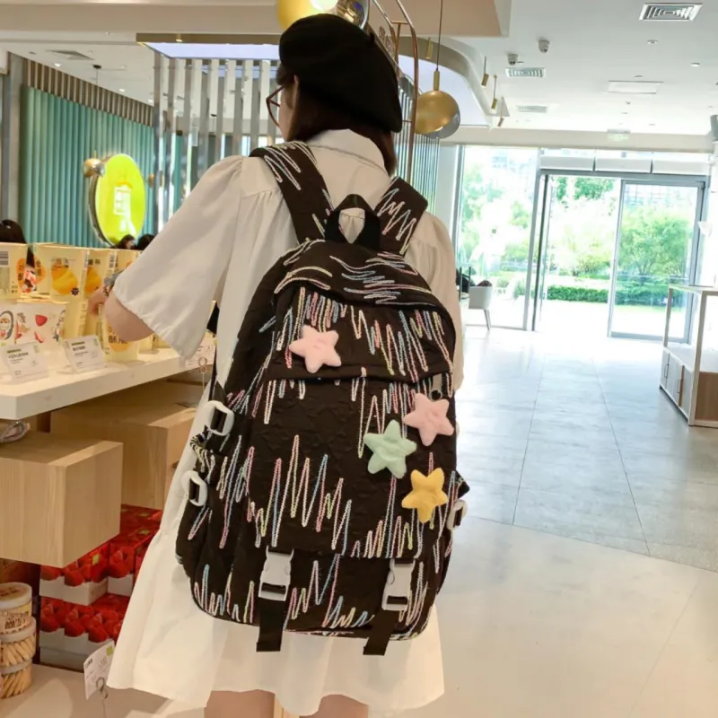 BAODIDAISHU Nylon Backpack Regular Women's White/Black/Purple/Pink-5