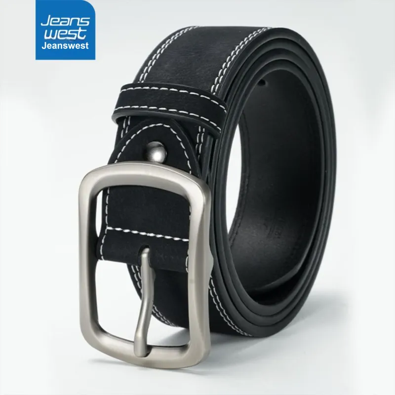 JEANSWEST Cow Split Leather Belts Men's 3.8CM-2