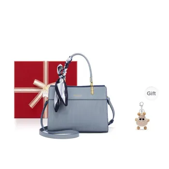 CNOLES Cow Leather One Shoulder Handbag Women's Sea Wave Blue