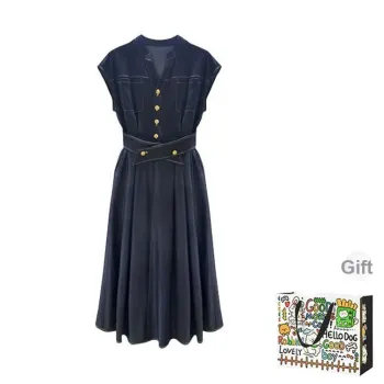 PZHK Sleeveless Dresses Women's Dark Blue Shopping Bag