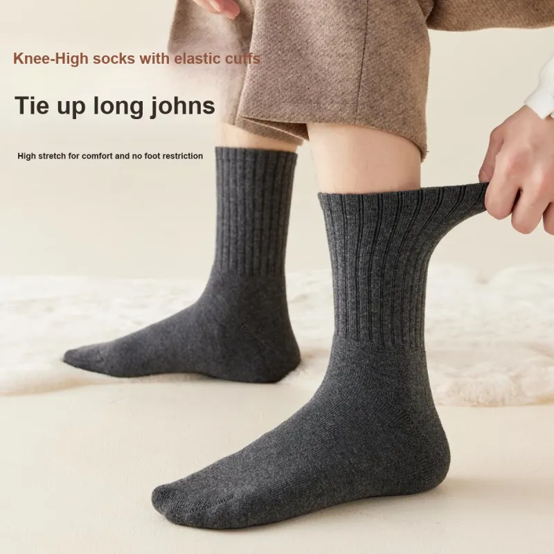 MIIOW Mid Calf Socks Men's 4 Pack Thickened Terry Mixed Color-3
