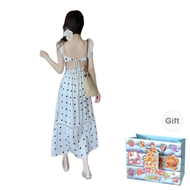 REMOULD Slip Dress Women's White Polka Dot-1
