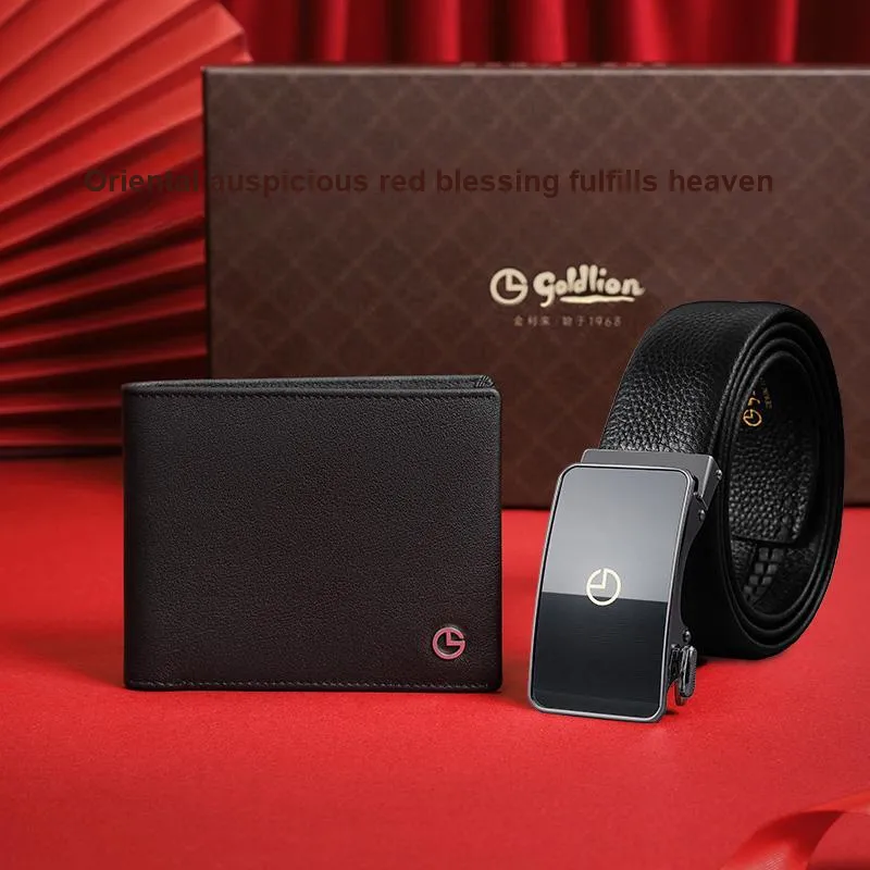 GOLDLION Top Layer Cow Leather Belt Men's Width 3.5cm-8