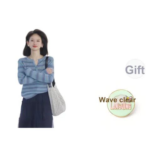 Langqing Синий С подарками Langqing Наклеенный Женские Трикотаж