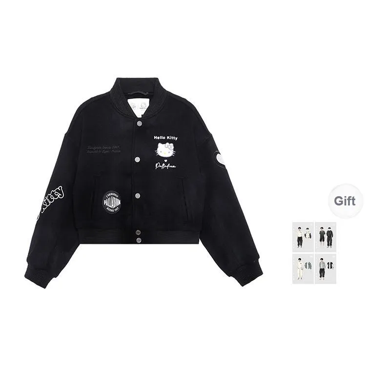 Palladium x Hello Kitty Baseball mulher jacket Coat Women's Lead Black