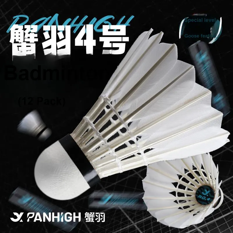 PANHIGH Size 4 12 Pack Goose Feather Training Competition Level Shuttlecocks-3