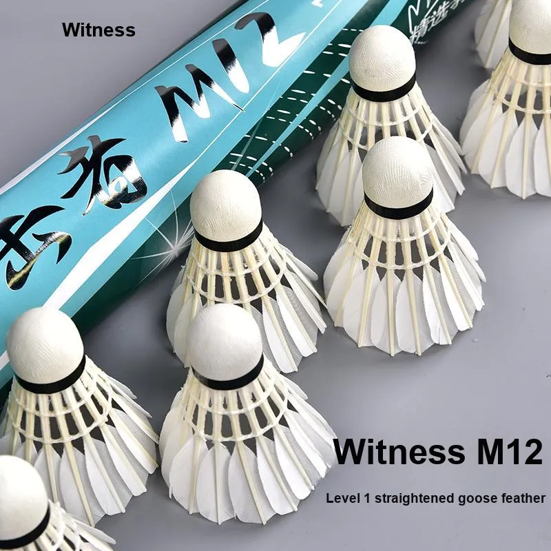 WITESS M12 Goose Feather Shuttlecock 12 Pack Goose Feather Shuttlecocks-4