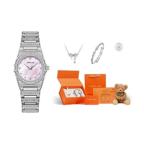 GEMMA GIRL Starlight Pink Collection Кварцевый механизм ремешок из нержавеющей стали женские часы розовый циферблат