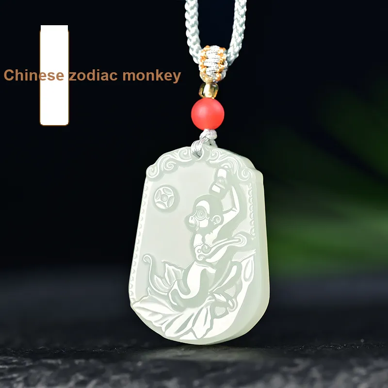 KUNYUYAO Hetian Jade Pendants Pale Greenish White Jade Unisex-50