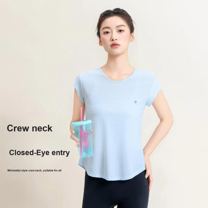 Barbie Yoga T Shirts Women's Blue-3