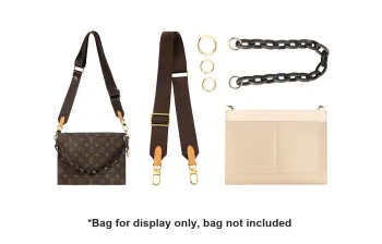 Luxury Care Artisan Workshop Canvas Shoulder Strap Gold Liner Crossbody Chain Accessory Bag Unisex Brown