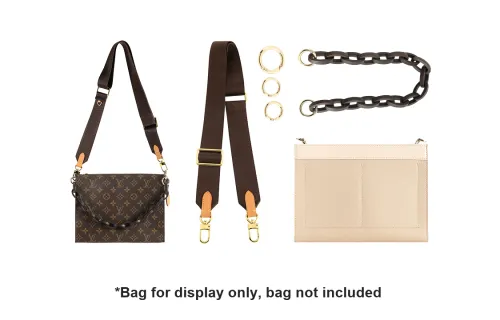 Luxury Care Artisan Workshop Canvas Shoulder Strap Gold Liner Crossbody Chain Accessory Bag Unisex Brown
