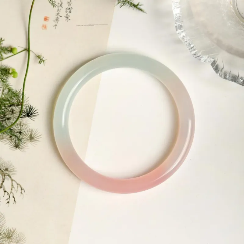 Artisan Lock Heart Jade Chalcedony Jade Bangles Women's Chalcedony-3