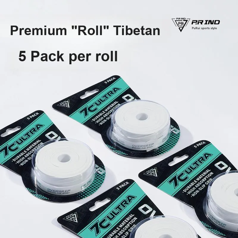 P.R IND Badminton Grip Tape White Polyurethane PU Training Match Thin 5 Pack/Curl-3