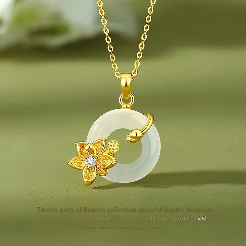 JINJI Natural Chalcedony Necklaces Women's-14