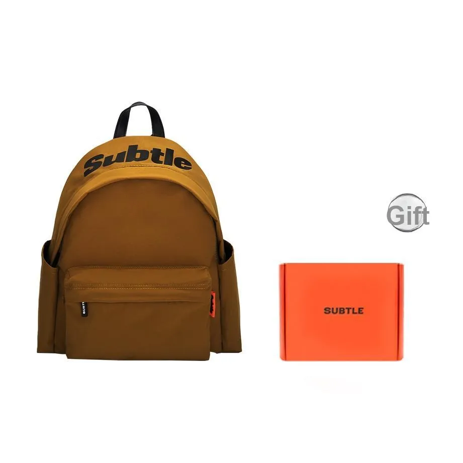 Subtle Nylon Backpack Small Unisex Wood Brown, Mint Purple, Black, Peach Pink