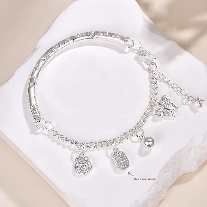 JINLIUFUJIXIANG S999 Fine Silver Bracelets Women's-3