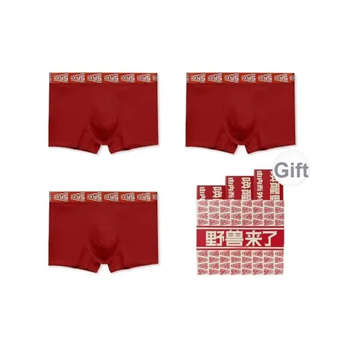 YESHOULAILE Боксеры Мужской Коробка процветания Набор 100% хлопок Дизайнерский Желание Красный
